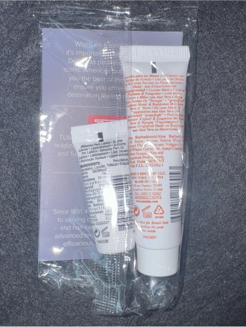 Tumi Delta Airlines Black Hard Shell Amenity Kit Kiehls Skincare Travel Set